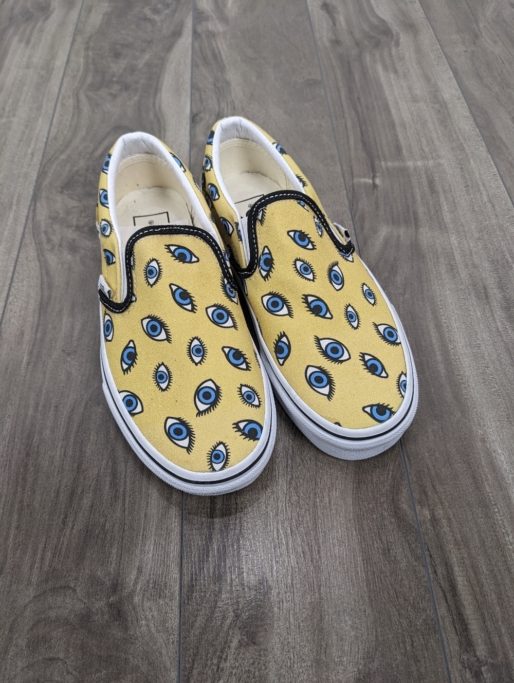 Vans Slip-On Looking Glass Yellow & White Skate Shoes Women's Size 5